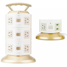 Cargar imagen en el visor de la galería, Multitoma Corriente Torre 3 Niveles X2 USB Blanco