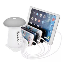Cargar imagen en el visor de la galería, Cargador Rapido De Pared De USB 5 Puertos Lámpara De Mesa
