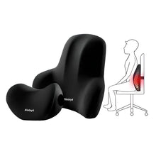 Cargar imagen en el visor de la galería, Set Cojín Soporte Lumbar Y Cuello Silla Automóvil Oficina