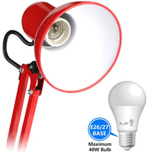 Cargar imagen en el visor de la galería, Lámpara de Escritorio Con Brazo Oscilante Base y Prensa Roja