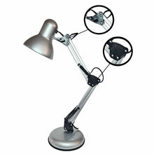 Cargar imagen en el visor de la galería, Lámpara de Escritorio Con Brazo Oscilante Base y Prensa Plateada