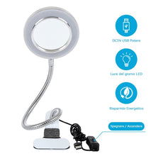 Cargar imagen en el visor de la galería, Lampara De Lupa Led Metalica Con Prensa USB