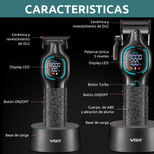 Cargar imagen en el visor de la galería, Kit Cortadora + Patillera VGR V-886 S2 Profesional Turbo 9000RPM 200 MIN Uso