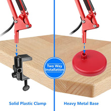 Cargar imagen en el visor de la galería, Lámpara de Escritorio Con Brazo Oscilante Base y Prensa Roja