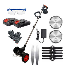 Cargar imagen en el visor de la galería, Guadaña Negra Doble Bateria 48V Kit Cuchillas Mas Llantas