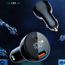 Cargar imagen en el visor de la galería, Cargador Carro Carga Rapida 100W Dual LDNIO C101 Tipo C USB