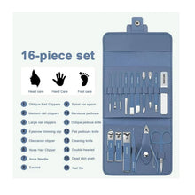 Cargar imagen en el visor de la galería, Set Manicure Pedicure Y Cuidado Facil Kit 16 Piezas + Estuche Azul