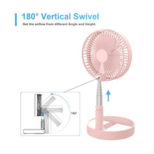 Cargar imagen en el visor de la galería, Ventilador Retráctil Recargable 180° 4 Velocidades PX-20321 Rosa