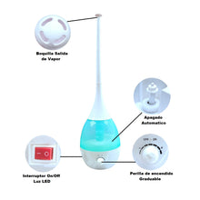 Cargar imagen en el visor de la galería, Humidificador Aroma 3 Litros Luces Led 11H Por Tanque XY-10B Celeste