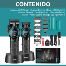 Cargar imagen en el visor de la galería, Kit Cortadora + Patillera VGR V-886 S2 Profesional Turbo 9000RPM 200 MIN Uso