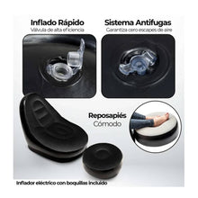 Cargar imagen en el visor de la galería, Silla Inflable Portátil Con Reposa Pies + Inflador MU-IN01 Negro
