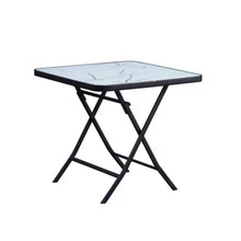 Cargar imagen en el visor de la galería, Mesa Vidrio Plegable Metálica Cuadrada 80x80 CM Alto 71 CM Blanca