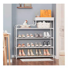 Cargar imagen en el visor de la galería, Zapatero Metal Armable Multifuncional 8025 5 Niveles Blanco