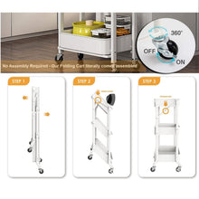 Cargar imagen en el visor de la galería, Organizador Carro Multiuso Plegable 3 Niveles Con Ruedas Blanco