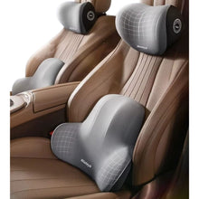 Cargar imagen en el visor de la galería, Set Cojín Soporte Lumbar Y Cuello E701 Silla Automóvil Oficina Gris