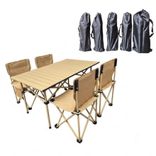 Cargar imagen en el visor de la galería, Mesa Plegable Camping + 4 Sillas Set 5 Piezas Portátil Aluminio EA777