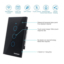 Cargar imagen en el visor de la galería, Switch Inteligente Wifi Google Home Y Alexa 3 Botones Negro
