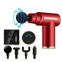 Cargar imagen en el visor de la galería, Masajeador Corporal Massage Gun BM1 4 Cabezales 6 Niv Rojo