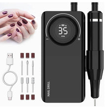 Cargar imagen en el visor de la galería, Drill Pulidor De Uñas UV 201 35.000 RPM Negro Bidiriccional