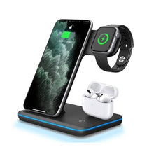 Cargar imagen en el visor de la galería, Soporte de Cargador Inalámbrico 3 En 1 Qi 15 W.