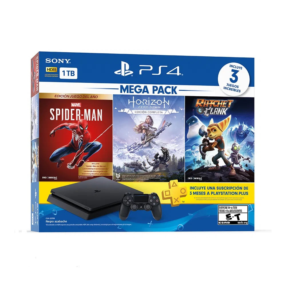 Consola Playstation 4 1TB +3 Juegos + Suscripción 3 Meses PlayStation Plus