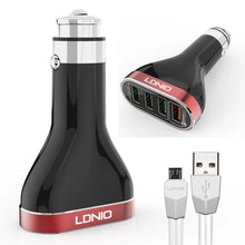 Cargar imagen en el visor de la galería, Cargador Auto Ldnio C701Q Carga Rápida 4 Puertos Usb + Cable
