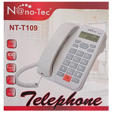 Cargar imagen en el visor de la galería, Teléfono Alámbrico Nano-Tec NT-T109 Blanco Identificador Altavoz y Calculadora