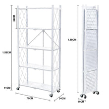Cargar imagen en el visor de la galería, Estante Plegable Metálico Ruedas 150x65x34 Blanco MU-OR4
