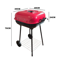 Cargar imagen en el visor de la galería, Asador Parrilla A Carbón Con Tapa Y Ruedas Portátil BBQ KL-041
