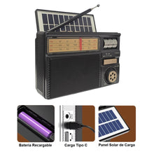 Cargar imagen en el visor de la galería, Radio Inalámbrico Meier AMFM Bluetooth USB Micro SD Solar MD-979S
