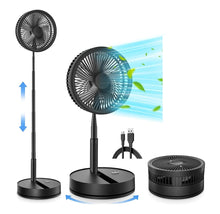 Cargar imagen en el visor de la galería, Ventilador Retráctil PX-20321 Recargable 180° 4 Velocidades Negro

