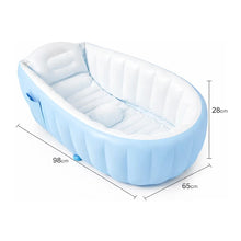 Cargar imagen en el visor de la galería, Tina Bañera Inflable Para Bebés Portátil Antideslizante + Inflador Azul 003
