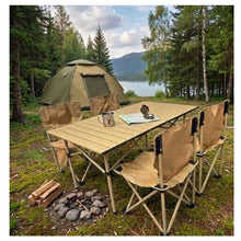 Cargar imagen en el visor de la galería, Mesa Plegable Camping + 4 Sillas Set 5 Piezas Portátil Aluminio EA777
