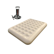 Cargar imagen en el visor de la galería, Colchón Inflable Doble Camping + Inflador Manual 190 x 150 x20cm 300 Kg Beige
