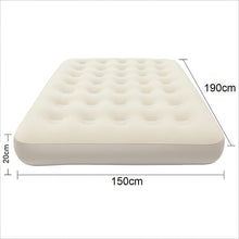 Cargar imagen en el visor de la galería, Colchón Inflable Doble Camping + Inflador Manual 190 x 150 x20cm 300 Kg Beige
