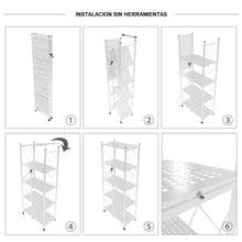 Cargar imagen en el visor de la galería, Estante Plegable Metálico Ruedas 150x65x34 Blanco MU-OR4
