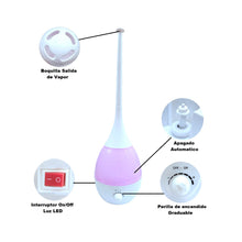 Cargar imagen en el visor de la galería, Humidificador Aroma 3 Litros Luces Led 11H Por Tanque XY-10B Rosado
