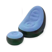 Cargar imagen en el visor de la galería, Silla Inflable Con Reposa Pies + Inflador MU-IN01 Portatil Celeste
