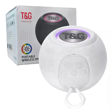 Cargar imagen en el visor de la galería, Parlante Esfera Inalambrico T&amp;G TG-337 Bluetooth Radio FM USB Micro SD Blanco
