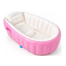 Cargar imagen en el visor de la galería, Tina Bañera Inflable Para Bebés Portátil Antideslizante + Inflador Rosa 003

