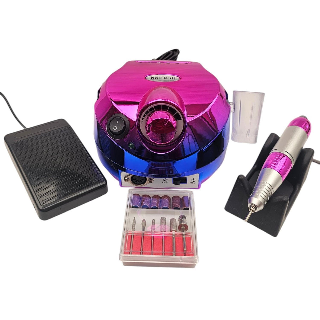 Drill Pulidor Uñas Tornasol DM-202 45.000 RPM Pedal Fucsia