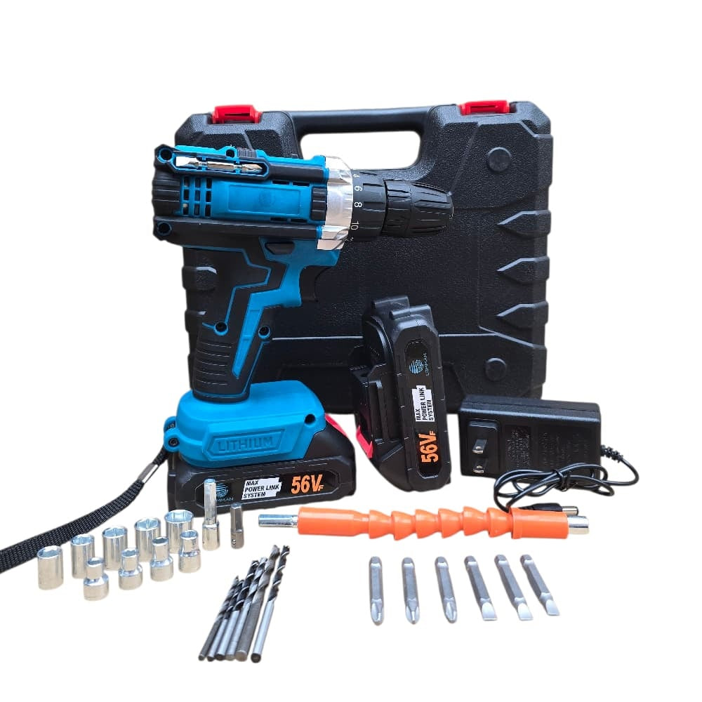 Taladro Eléctrico Kit Doble Batería 56V 29 Piezas 2581 Verde