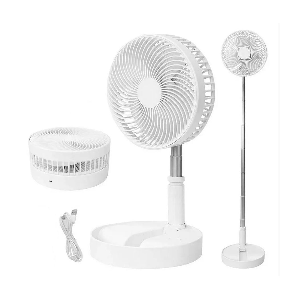 entilador Retráctil 180° Recargable 4 Velocidades PX-20321 Blanco