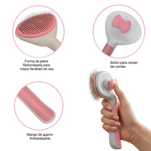 Cargar imagen en el visor de la galería, Cepillo Removedor De Pelo Mascotas Autolimpiable Rosado CM01
