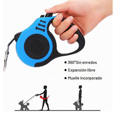 Cargar imagen en el visor de la galería, Correa Retráctil Mascotas Azul 5M Con Botón de Freno y Bloqueo SJ-188
