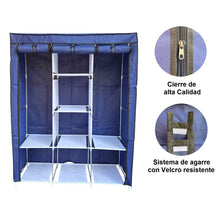 Cargar imagen en el visor de la galería, Closet Organizador Con Forro Zapatero Perchero Azul 88130
