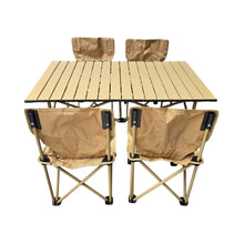 Cargar imagen en el visor de la galería, Mesa Plegable Camping + 4 Sillas Set 5 Piezas Portátil Aluminio EA777
