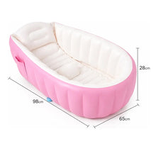 Cargar imagen en el visor de la galería, Tina Bañera Inflable Para Bebés Portátil Antideslizante + Inflador Rosa 003
