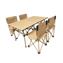 Cargar imagen en el visor de la galería, Mesa Plegable Camping + 4 Sillas Set 5 Piezas Portátil Aluminio EA777
