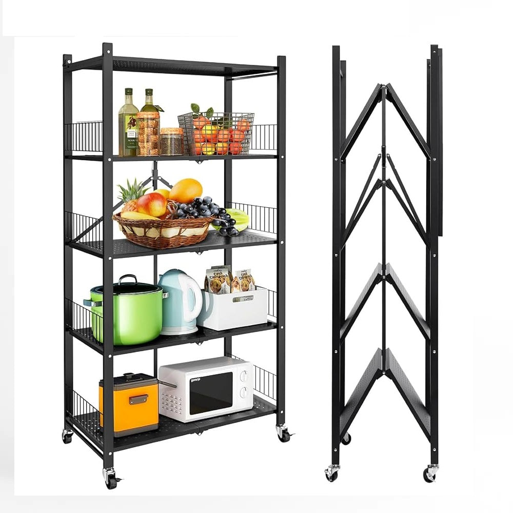Estante Metálico Plegable Ruedas 150x65x34 Negro MU-OR4